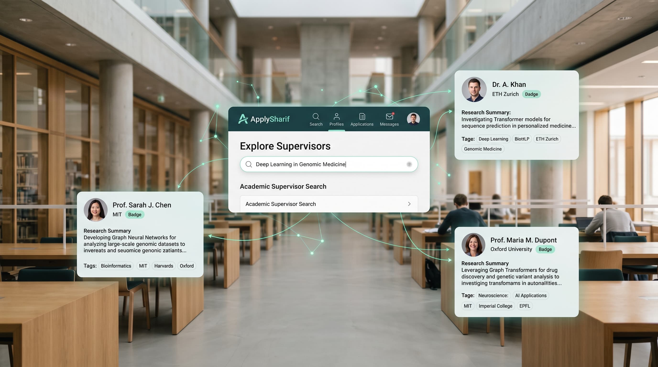ApplySharif academic supervisor discovery graph connecting faculty across world universities